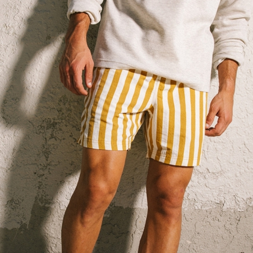 RSQ Mens 6" Nylon Shorts Yellow‎ Striped Sz Small